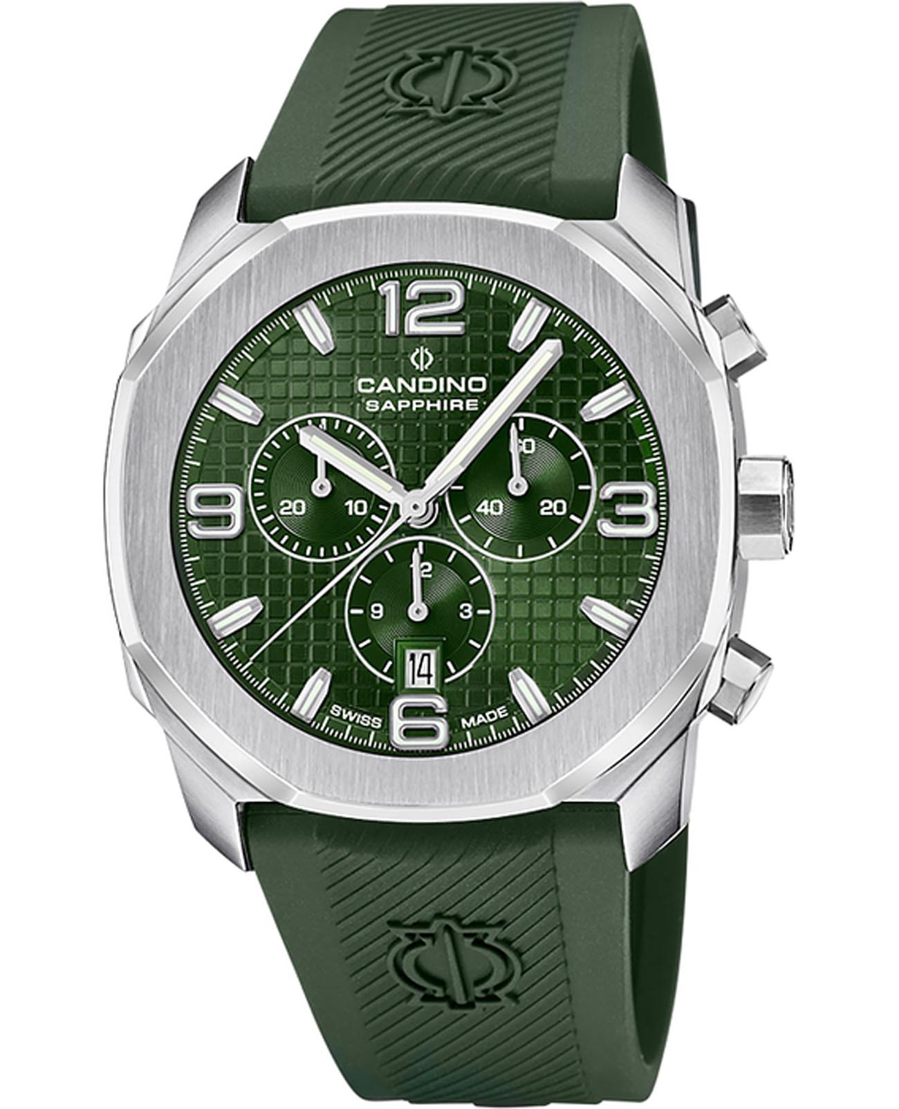 Candino Candino Gents Sport C4774/5  C4774/5 кварцевые мужские часы зеленый циферблат, браслет каучук — вид спереди