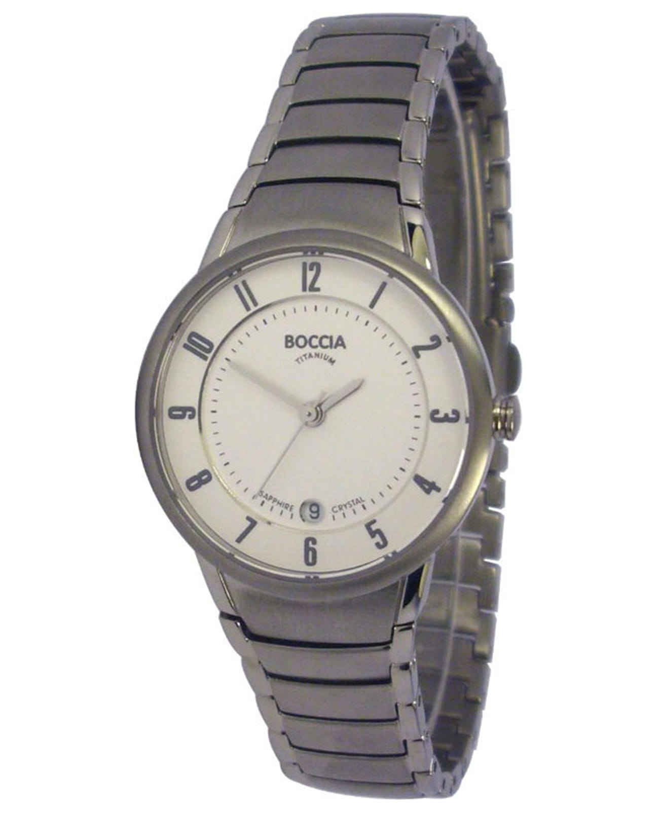 Boccia Titanium Boccia 3158-01  3158-01 кварцевые женские часы белый циферблат, браслет титановый — вид спереди