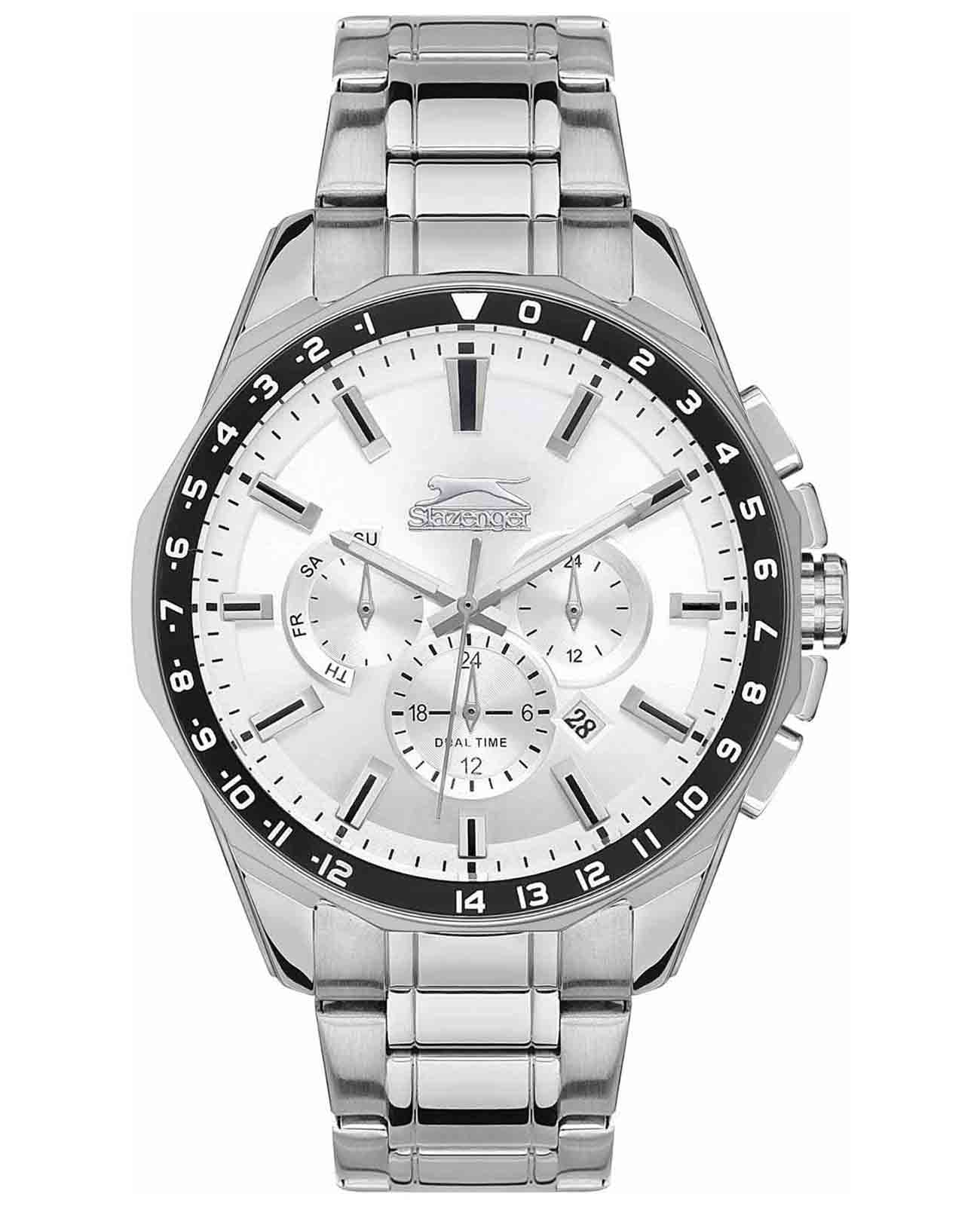 Slazenger Slazenger SL.09.2112.2.01  SL.09.2112.2.01 кварцевые мужские часы серебристый циферблат, браслет суперметалл — вид спереди