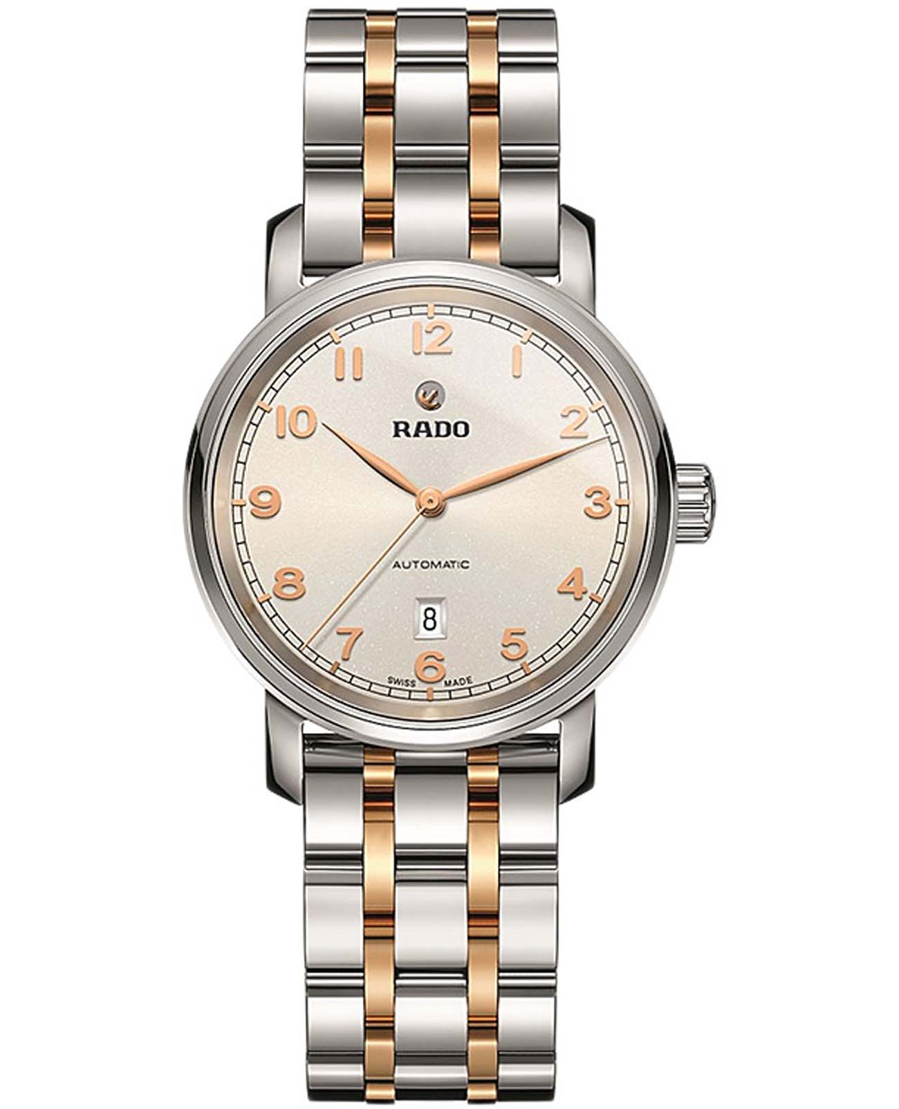 Rado Rado Diamaster R14050133 Automatic R14050133 механические женские часы шампань циферблат, браслет нержавеющая сталь с pvd-покрытием — вид спереди