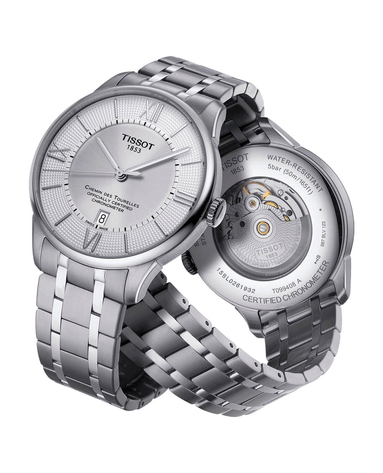 Tissot Tissot Chemin des Tourelles COSC T099.408.11.038.00, t-classic швейцария мужские часы на браслете нержавеющая сталь боковой вид