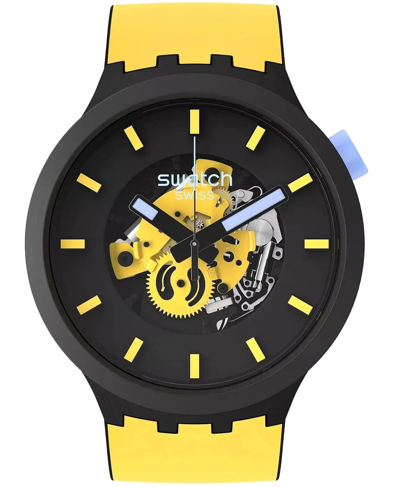 Swatch Swatch Big Bold Bioceramic Lacquered SB03B109  SB03B109 кварцевые мужские часы  циферблат, браслет силикон — вид спереди
