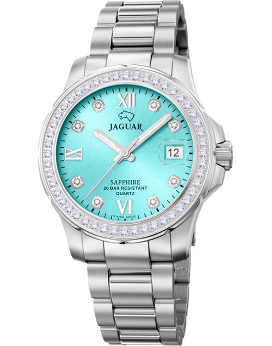 Jaguar Jaguar Woman J892/6  J892/6 кварцевые женские часы бирюзовый циферблат, браслет нержавеющая сталь — вид спереди