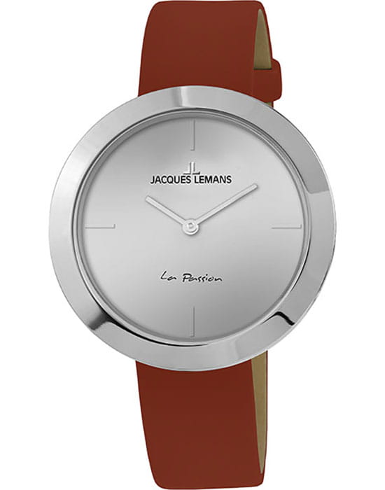Jacques Lemans Jacques Lemans La Passion 1-2031D  1-2031D кварцевые женские часы серебристый циферблат, браслет кожаный — вид спереди