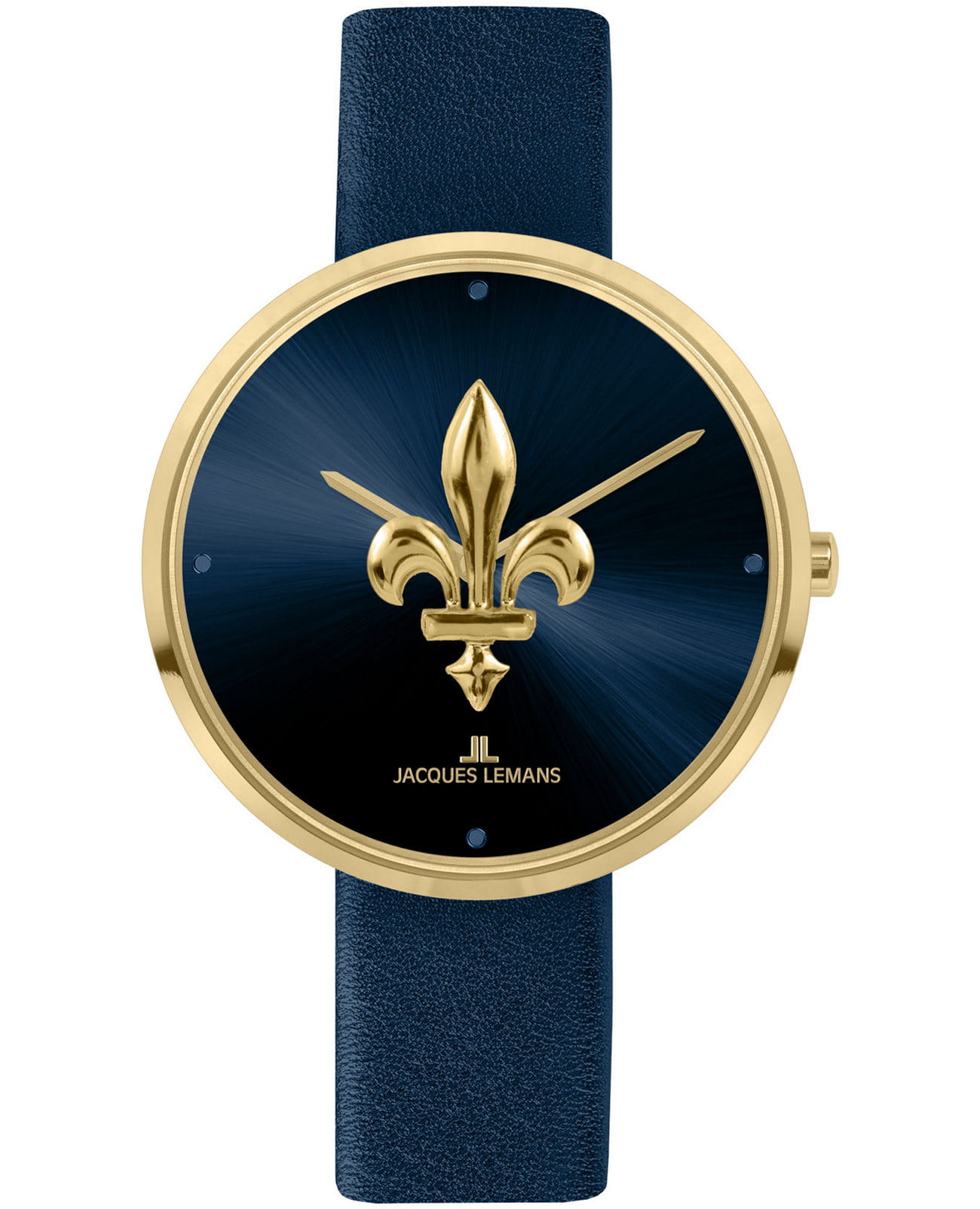 Jacques Lemans Jacques Lemans Design Collection 1-2092i  1-2092i кварцевые женские часы синий циферблат, браслет кожаный — вид спереди
