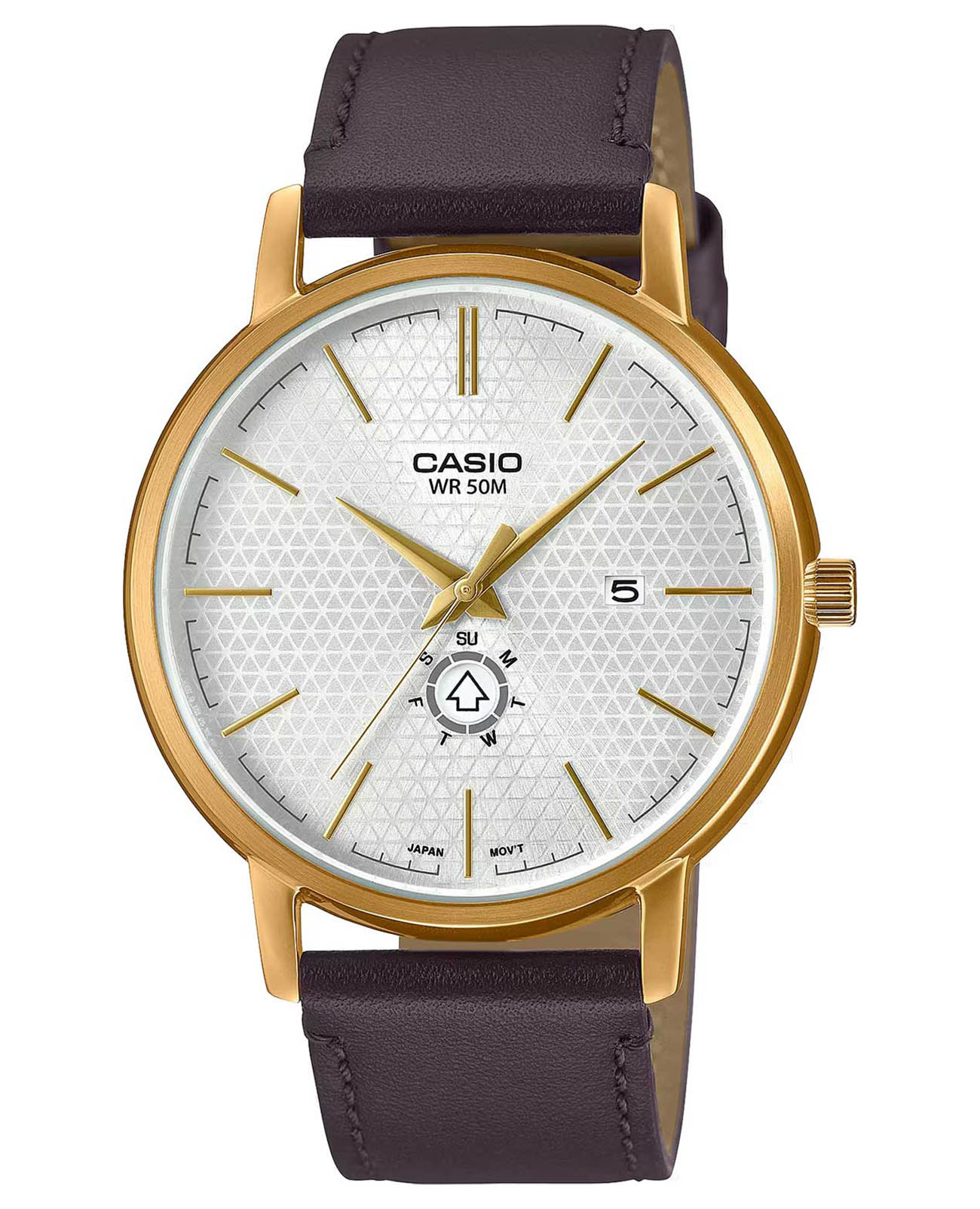 Casio Casio Collection MTP-B125GL-7A  MTP-B125GL-7A кварцевые мужские часы серебристый циферблат, браслет кожаный — вид спереди