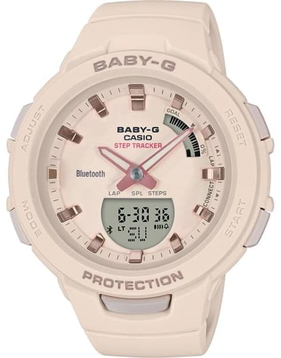 Casio Casio Baby-G BSA-B100-4A1  BSA-B100-4A1ER кварцевые женские часы бежевый циферблат, браслет пластик — вид спереди