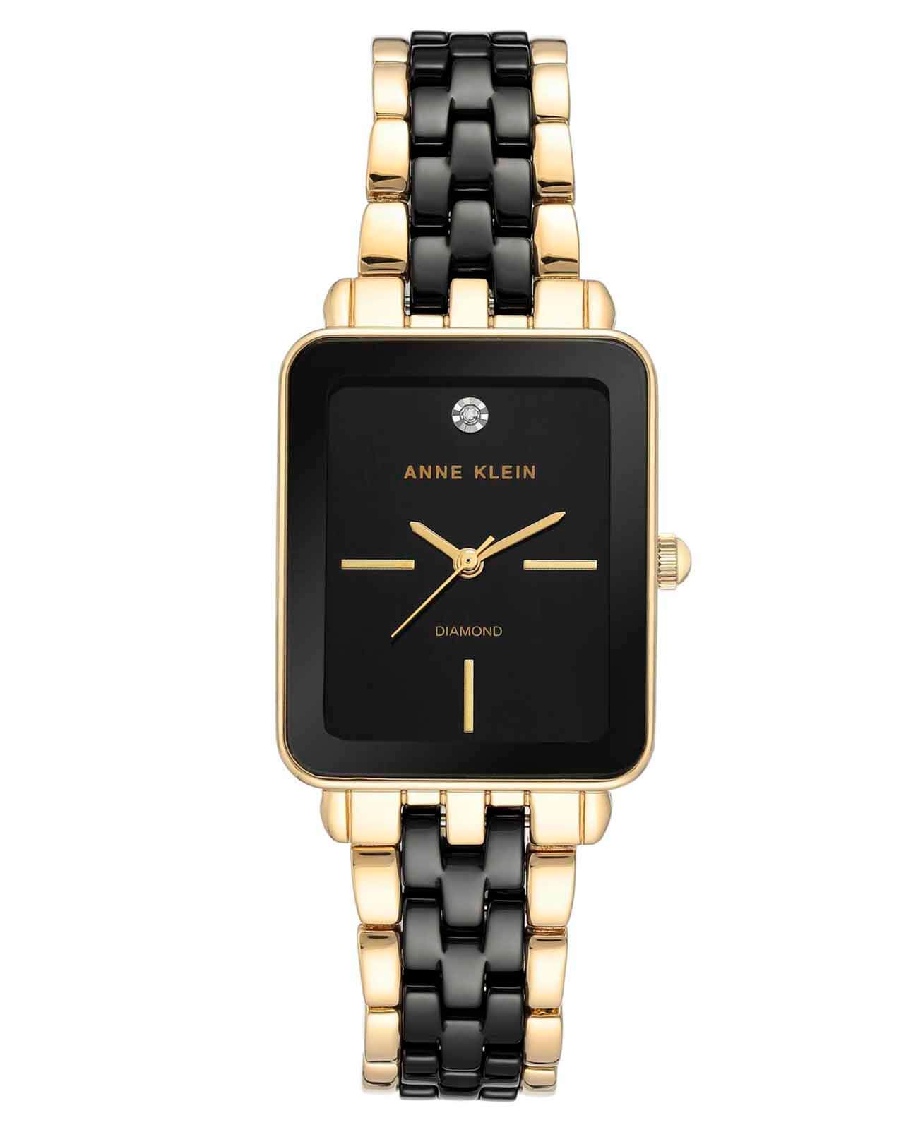 Anne Klein Anne Klein Diamond  3668BKGB  3668BKGB кварцевые женские часы черный циферблат, браслет сталь c pvd покрытием — вид спереди