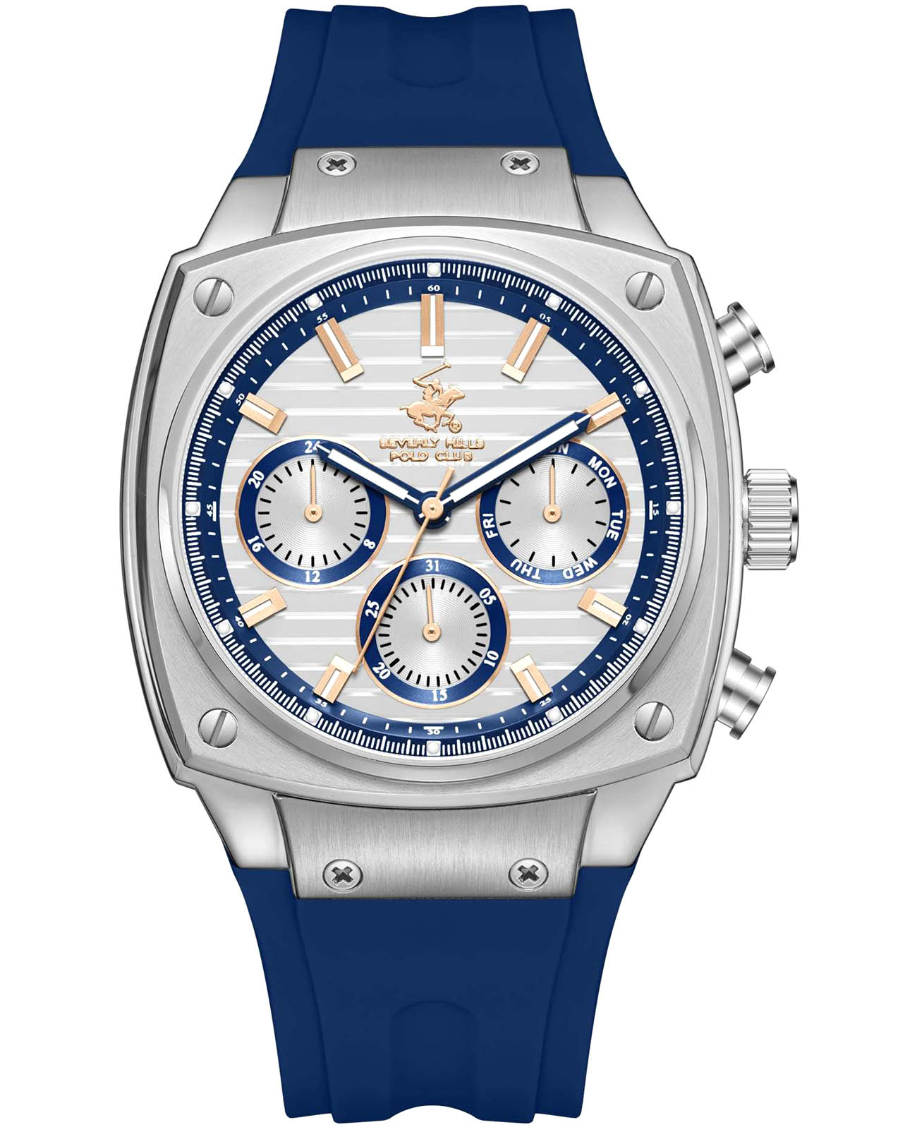 Beverly Hills Polo Club Beverly Hills Polo Club BP3778X.339  BP3778X.339 кварцевые мужские часы серый циферблат, браслет каучук — вид спереди