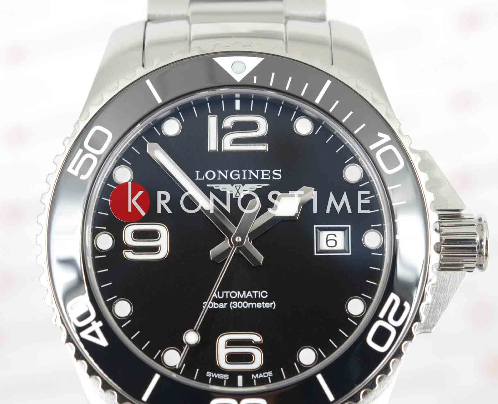 Longines Longines HydroConquest L3.782.4.56.6 мужские часы черный циферблат на запястье
