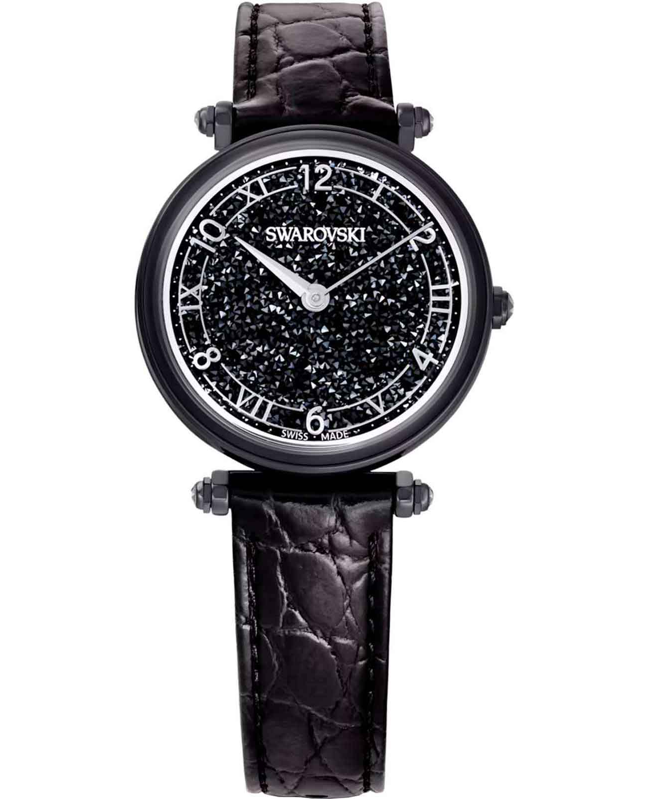 Swarovski Swarovski Crystalline Wonder 5664311  5664311 кварцевые женские часы черный циферблат, браслет кожаный — вид спереди