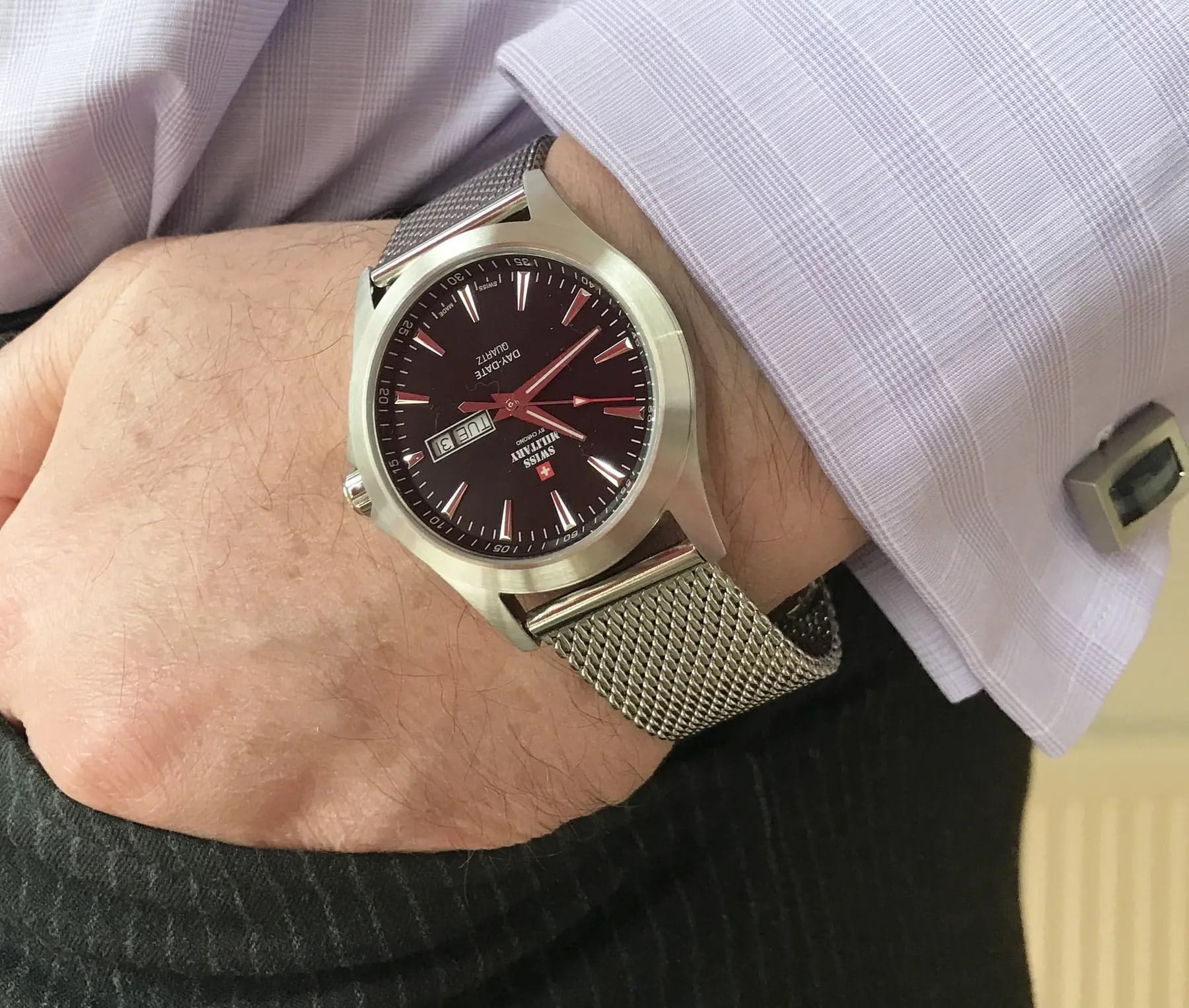 Swiss Military by Chrono Swiss Military by Chrono Day Date SMP36040.01  - задняя крышка сталь корпуса, швейцария часы