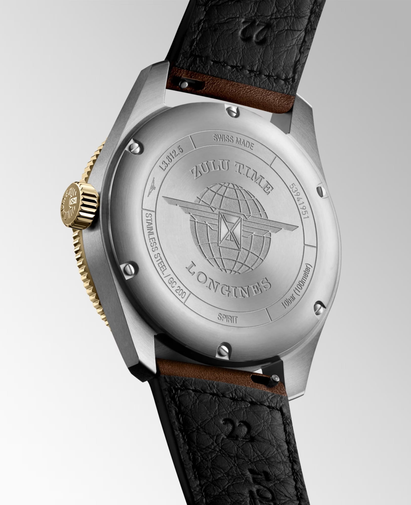 Longines Longines Spirit L3.812.5.53.2, spirit швейцария мужские часы на браслете кожаный боковой вид