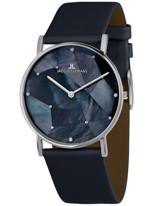 Jacques Lemans Jacques Lemans La Passion 1-2050F  1-2050F кварцевые женские часы синий циферблат, браслет кожаный — вид спереди
