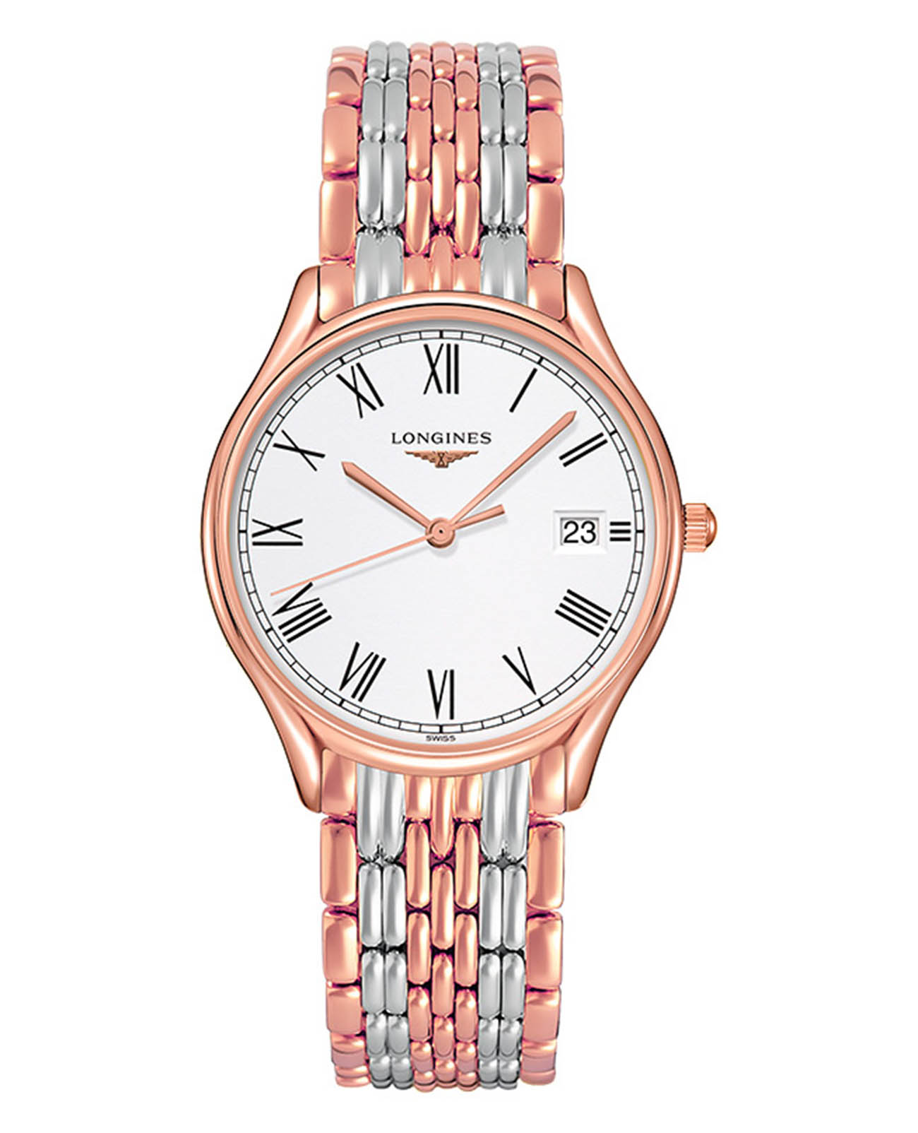 Longines Longines Lyre L4.359.1.11.7  L43591117 кварцевые женские часы белый циферблат, браслет сталь c pvd покрытием — вид спереди