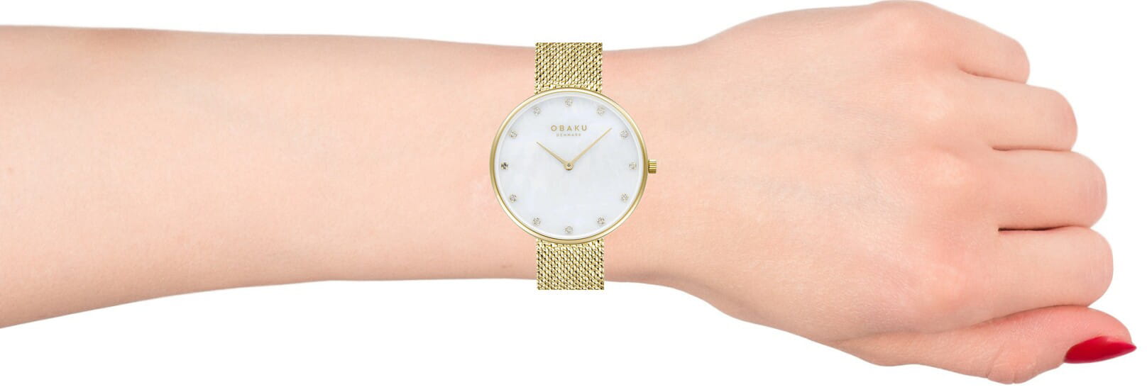 Obaku Obaku Mesh V288LXGWHG женские часы перламутровый циферблат на запястье