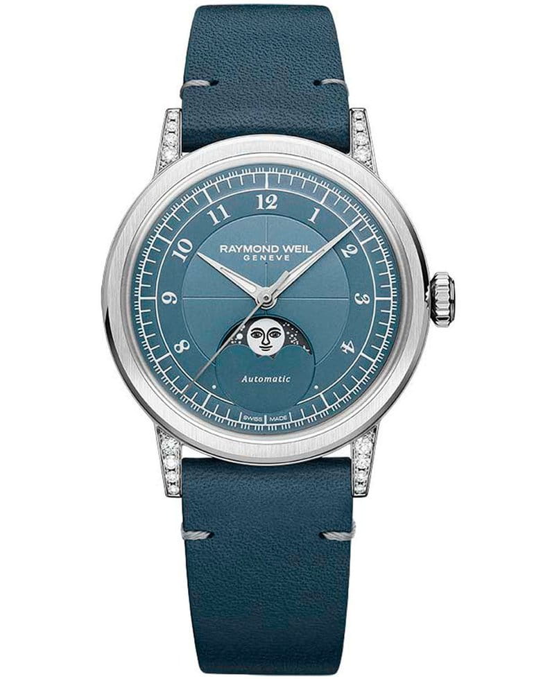 Raymond Weil Raymond Weil Millesime 2145-SCS-05511  2145-SCS-05511 механические женские часы синий циферблат, браслет кожаный — вид спереди