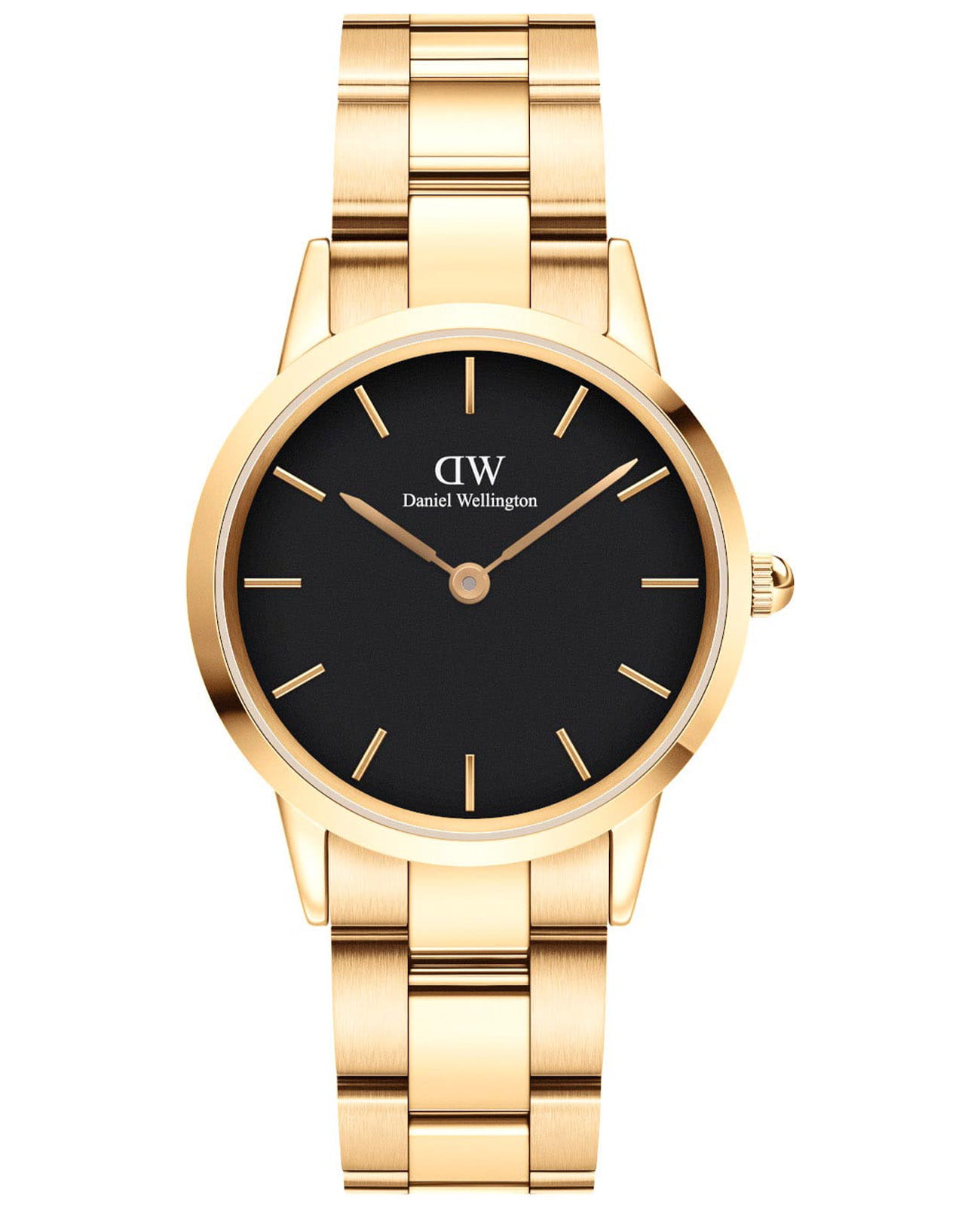 Daniel Wellington Daniel Wellington Iconic Link DW00100566  DW00100566 кварцевые женские часы черный циферблат, браслет сталь c pvd покрытием — вид спереди