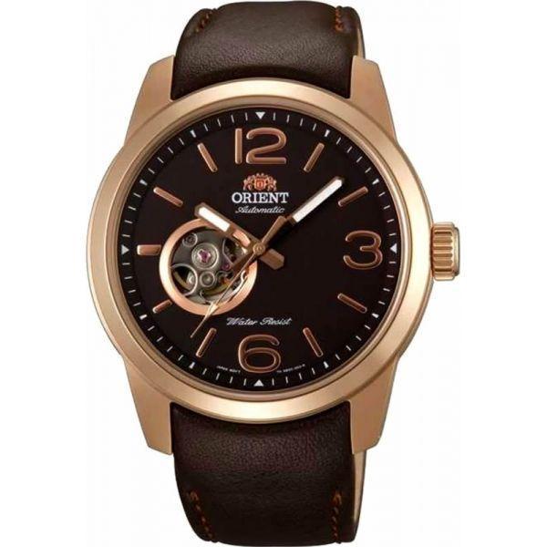 Orient Orient DB0C002T (FDB0C002T)  FDB0C002T механические мужские часы коричневый циферблат, браслет кожа + текстиль — вид спереди