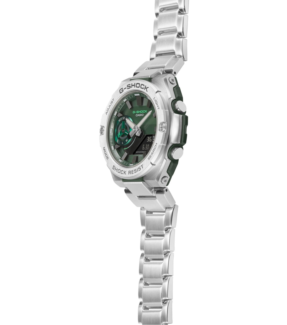 Casio Casio G-Shock GST-B500AD-3A электронные мужские часы часы крупный план зеленый циферблата