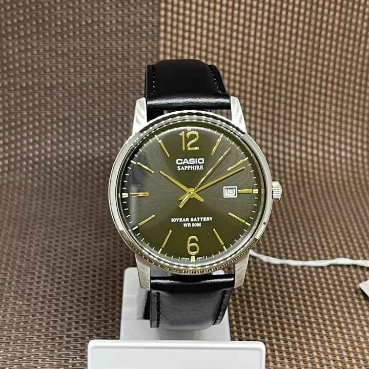 Casio Casio Collection MTS-110L-1A, collection япония мужские часы на браслете кожаный боковой вид