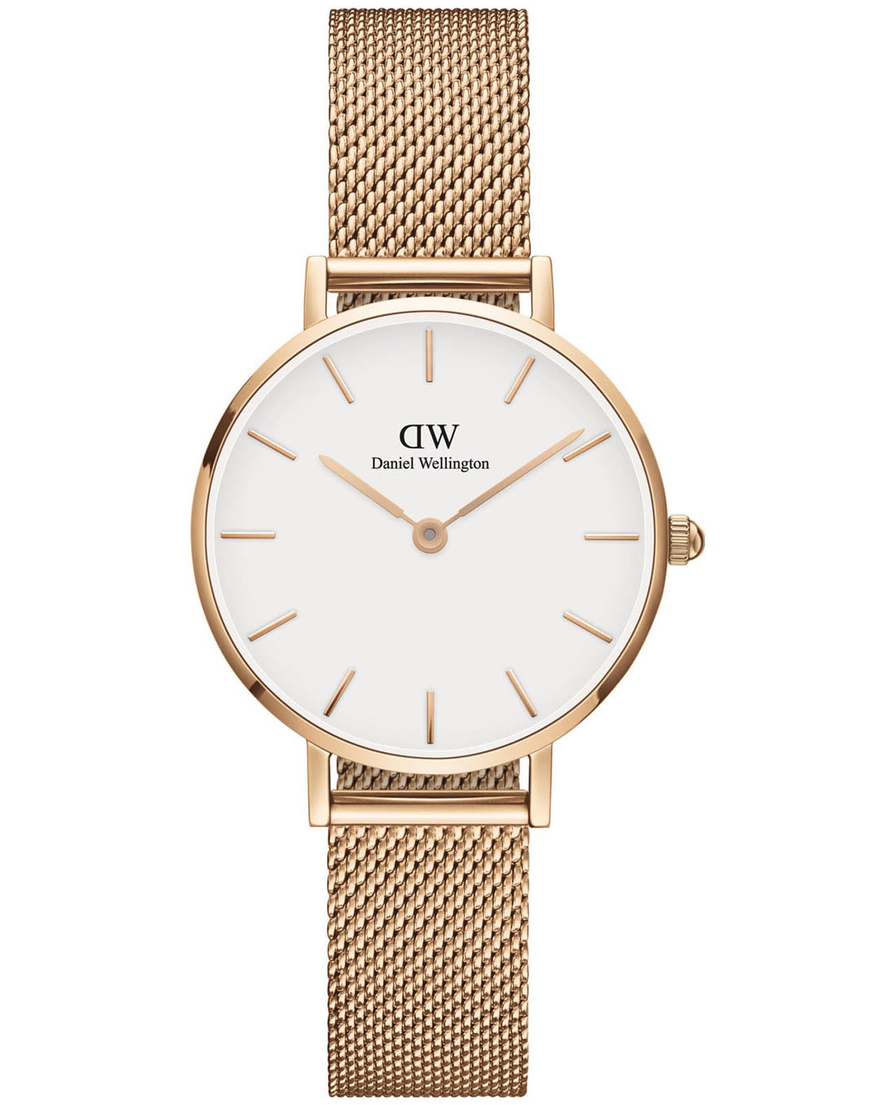Daniel Wellington Daniel Wellington Petite Melrose DW00100219  DW00100219 кварцевые женские часы белый циферблат, браслет сталь c pvd покрытием — вид спереди