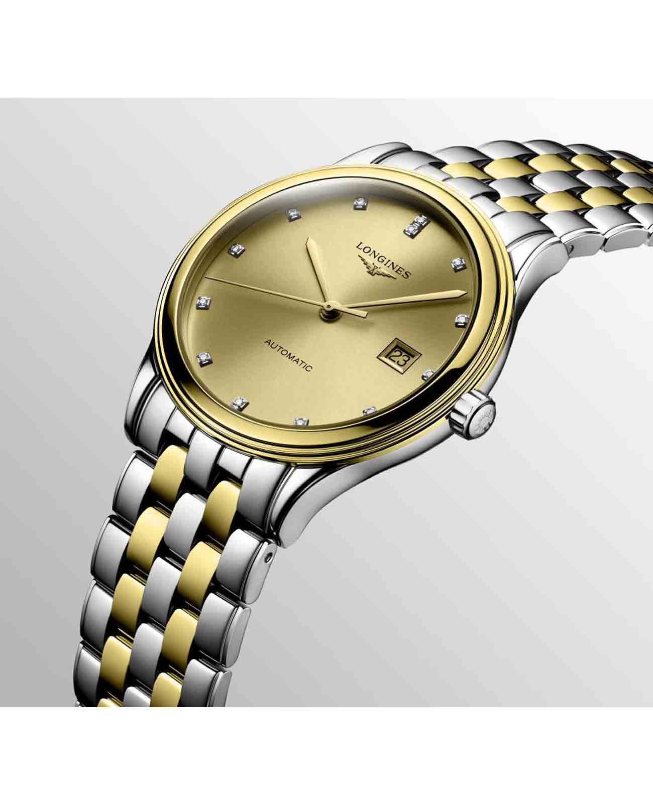 Longines Longines Flagship L4.984.3.37.7 мужские часы золотой циферблат на запястье