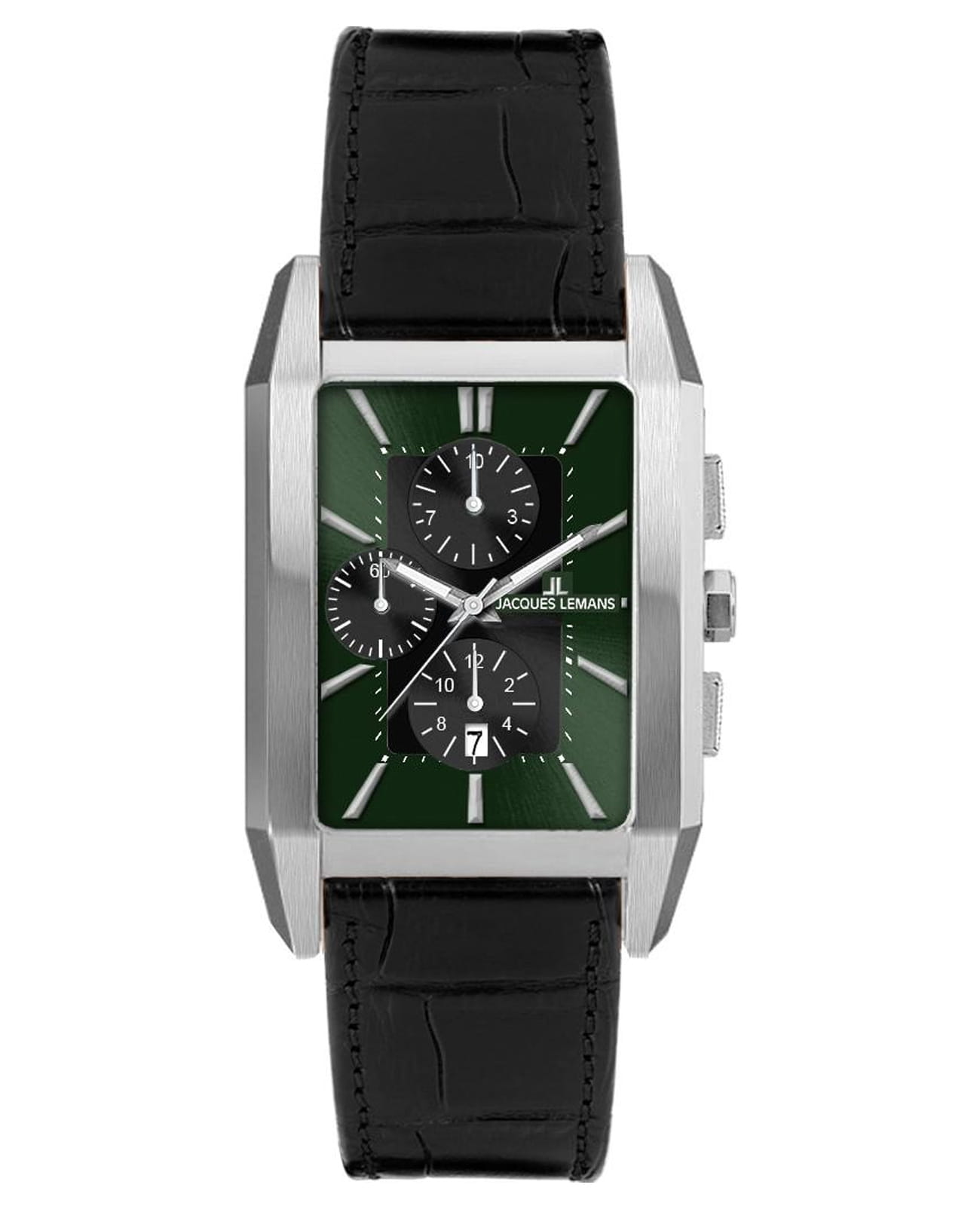 Jacques Lemans Jacques Lemans Classic 1-2161E  1-2161E кварцевые мужские часы зеленый циферблат, браслет кожаный — вид спереди
