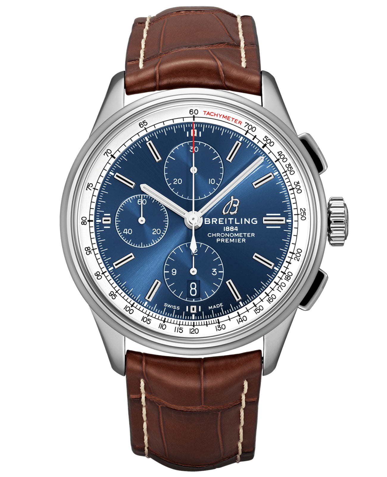 Breitling Breitling Premier Chronograph 42 A13315351C1P1  A13315351C1P1 механические мужские часы синий циферблат, браслет кожаный — вид спереди