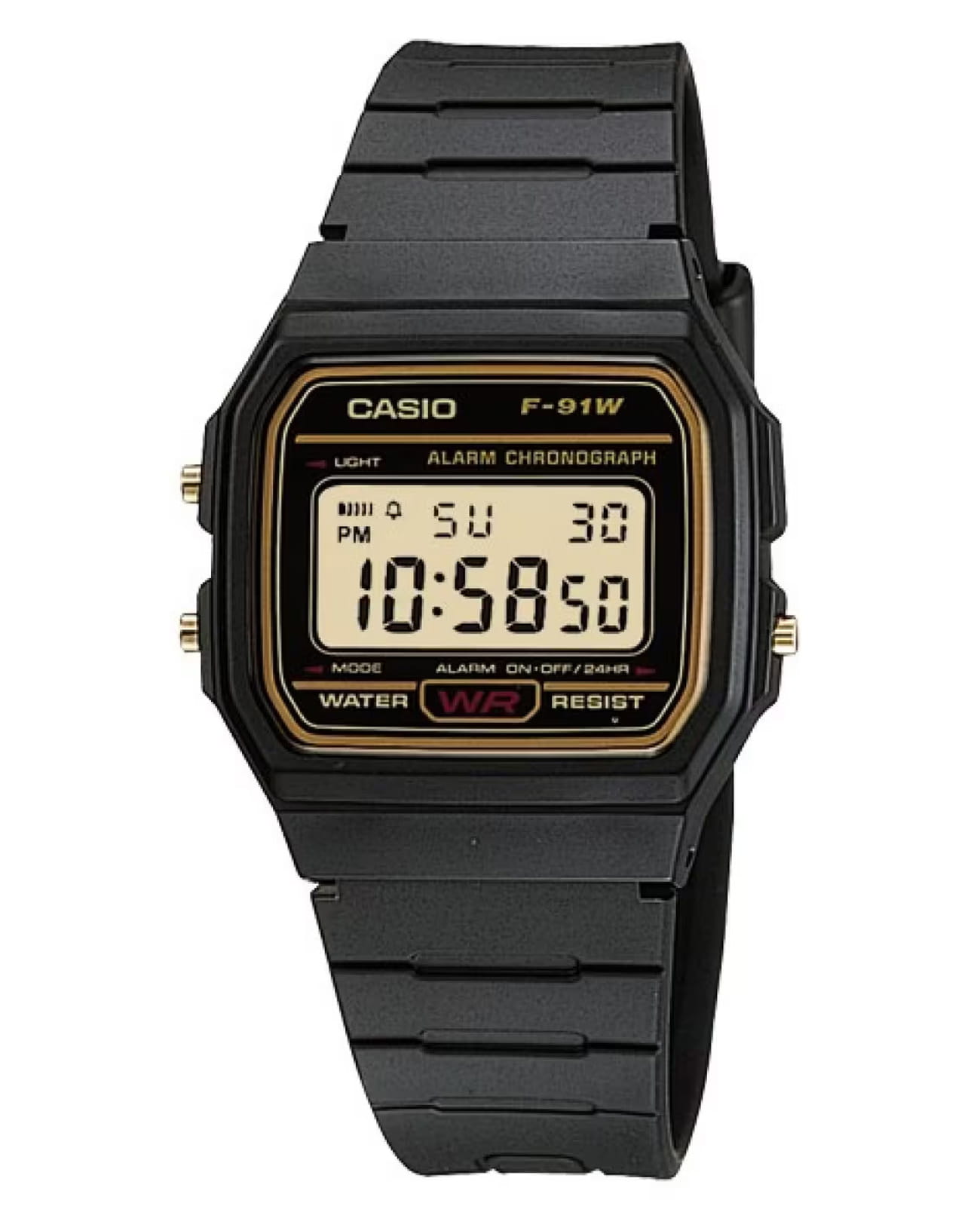 Casio Casio Illuminator F-91WG-9QDF  F-91WG-9QDF кварцевые мужские часы  циферблат, браслет пластик — вид спереди