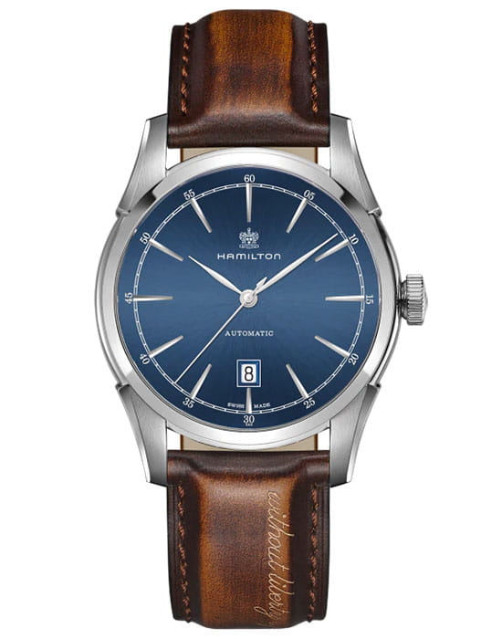 Hamilton Hamilton American Classic Spirit of Liberty Auto H42415541  H42415541 механические мужские часы синий циферблат, браслет кожаный — вид спереди