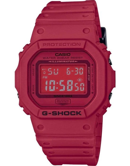 Casio Casio G-Shock DW-5635C-4E  DW-5635C-4E электронные мужские часы черный циферблат, браслет пластик — вид спереди