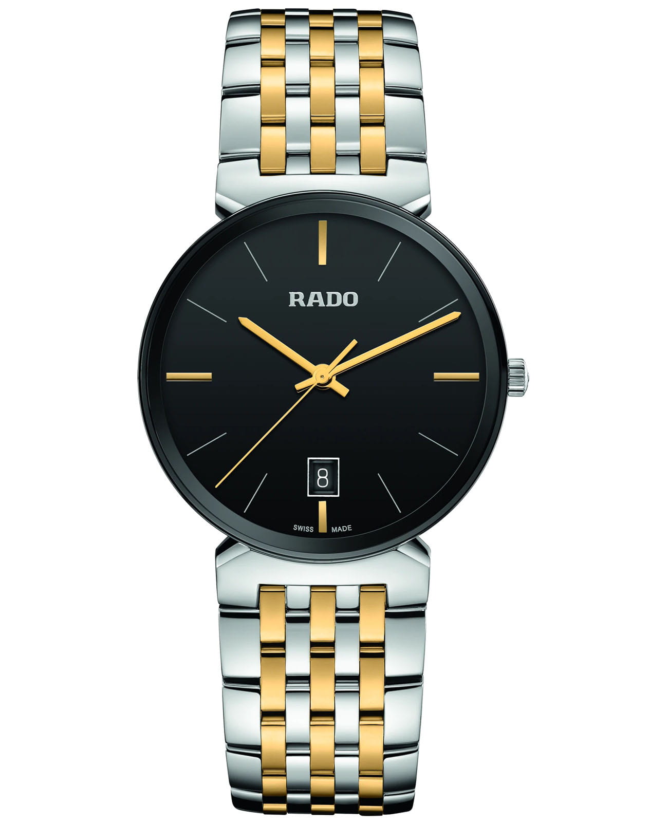 Rado Rado Florence Classic R48912153 Classic R48912153 кварцевые мужские часы черный циферблат, браслет сталь c pvd покрытием — вид спереди