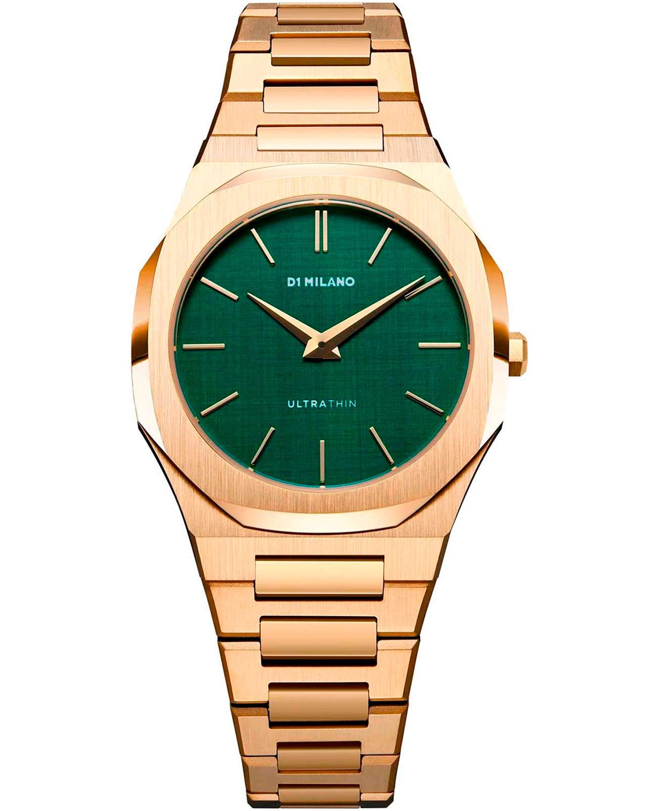 D1 Milano D1 Milano Ultra Thin UTBL18  UTBL18 кварцевые женские часы зеленый циферблат, браслет нержавеющая сталь с pvd-покрытием — вид спереди