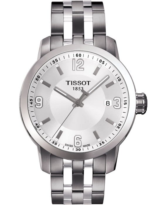 Tissot Tissot PRC 200 T055.410.11.017.00 PRC 200 T0554101101700 кварцевые мужские часы серебристый циферблат, браслет нержавеющая сталь — вид спереди