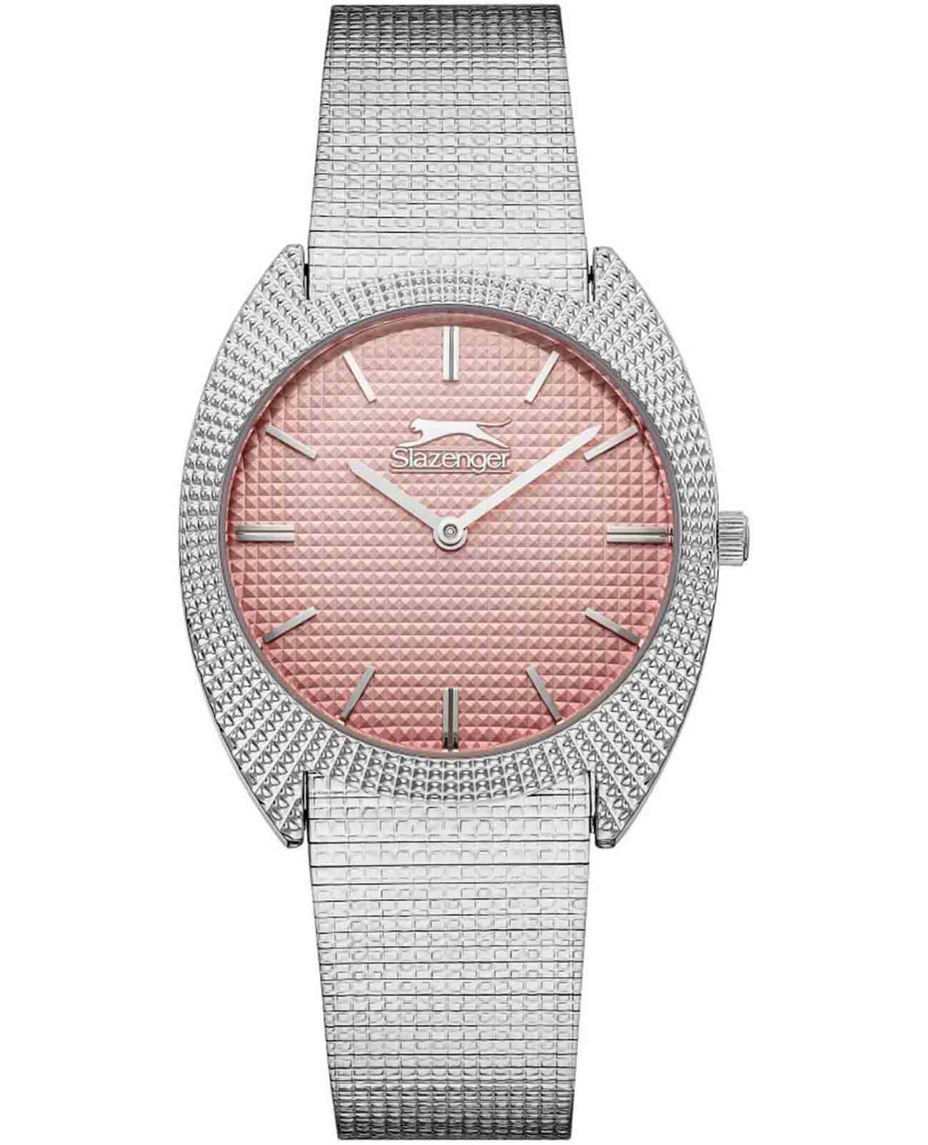 Slazenger Slazenger SL.09.2261.3.05  SL.09.2261.3.05 кварцевые женские часы розовый циферблат, браслет суперметалл — вид спереди