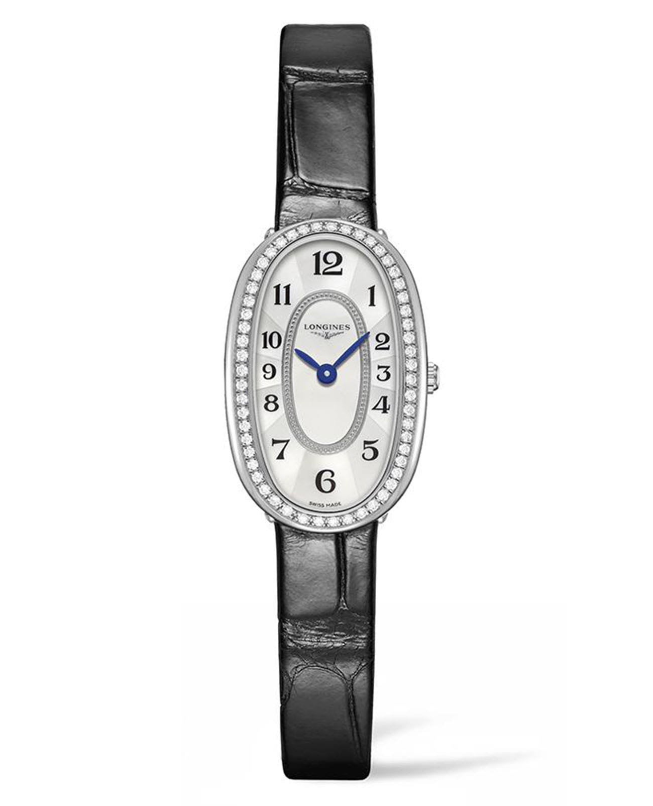 Longines Longines Symphonette L2.305.0.83.0  L23050830 кварцевые женские часы серый циферблат, браслет кожаный — вид спереди