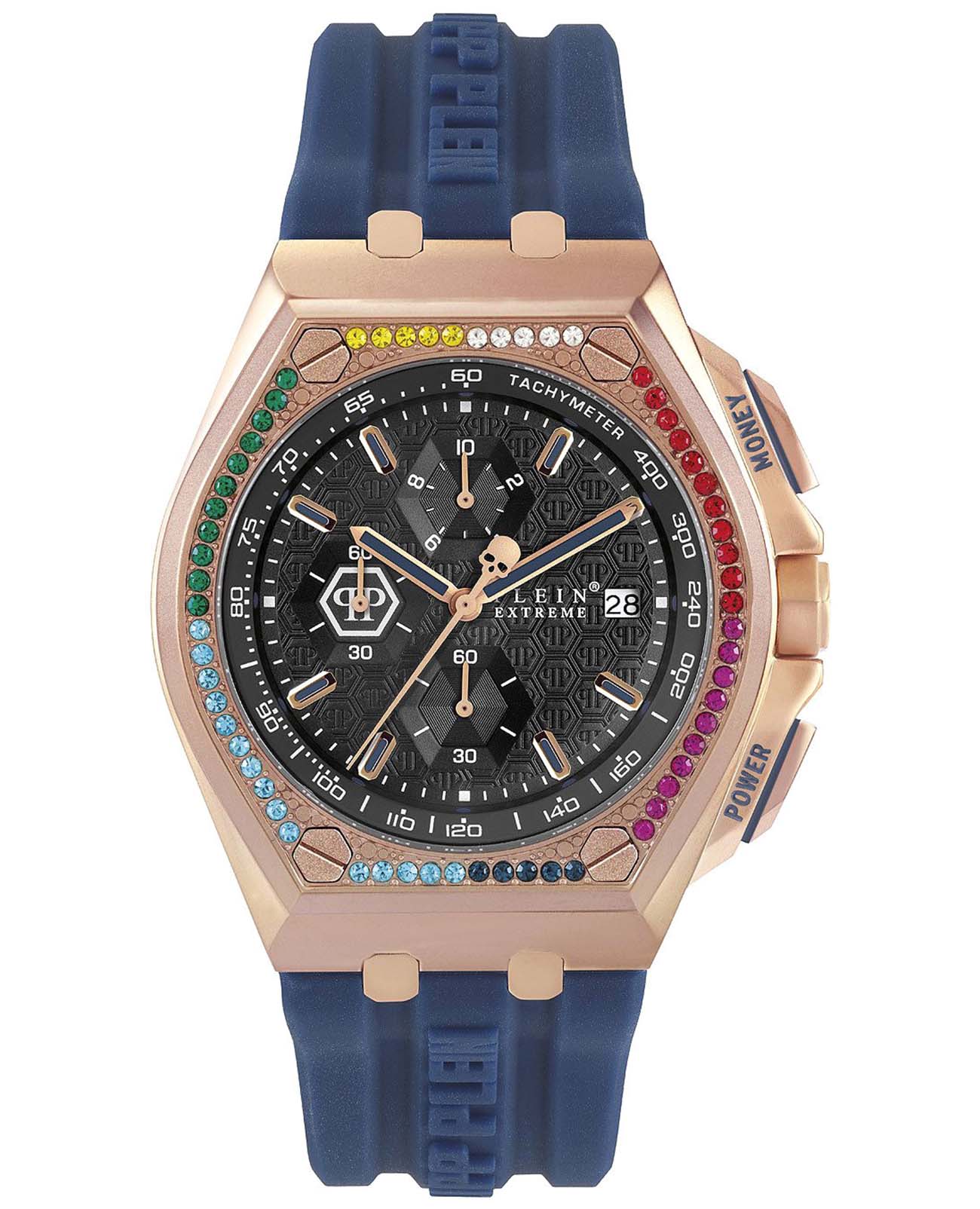 Philipp Plein Philipp Plein Extreme PWGAA0321  PWGAA0321 кварцевые мужские часы черный циферблат, браслет силикон — вид спереди
