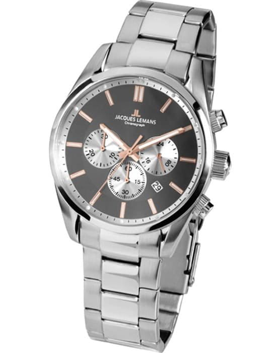 Jacques Lemans Jacques Lemans 42-6G  42-6G кварцевые мужские часы серый циферблат, браслет  — вид спереди