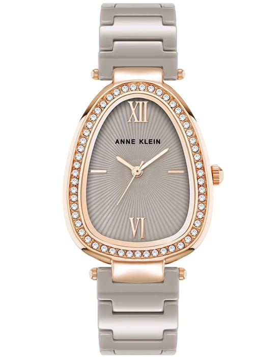 Anne Klein Anne Klein 5012RGTP  5012RGTP кварцевые женские часы серый циферблат, браслет сталь c pvd покрытием — вид спереди
