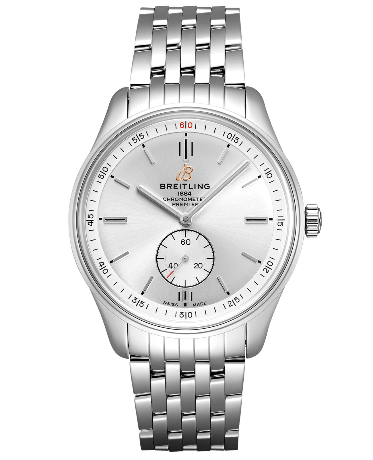 Breitling Breitling Premier Automatic 40 A37340351G1A1  A37340351G1A1 механические мужские часы серебристый циферблат, браслет нержавеющая сталь — вид спереди