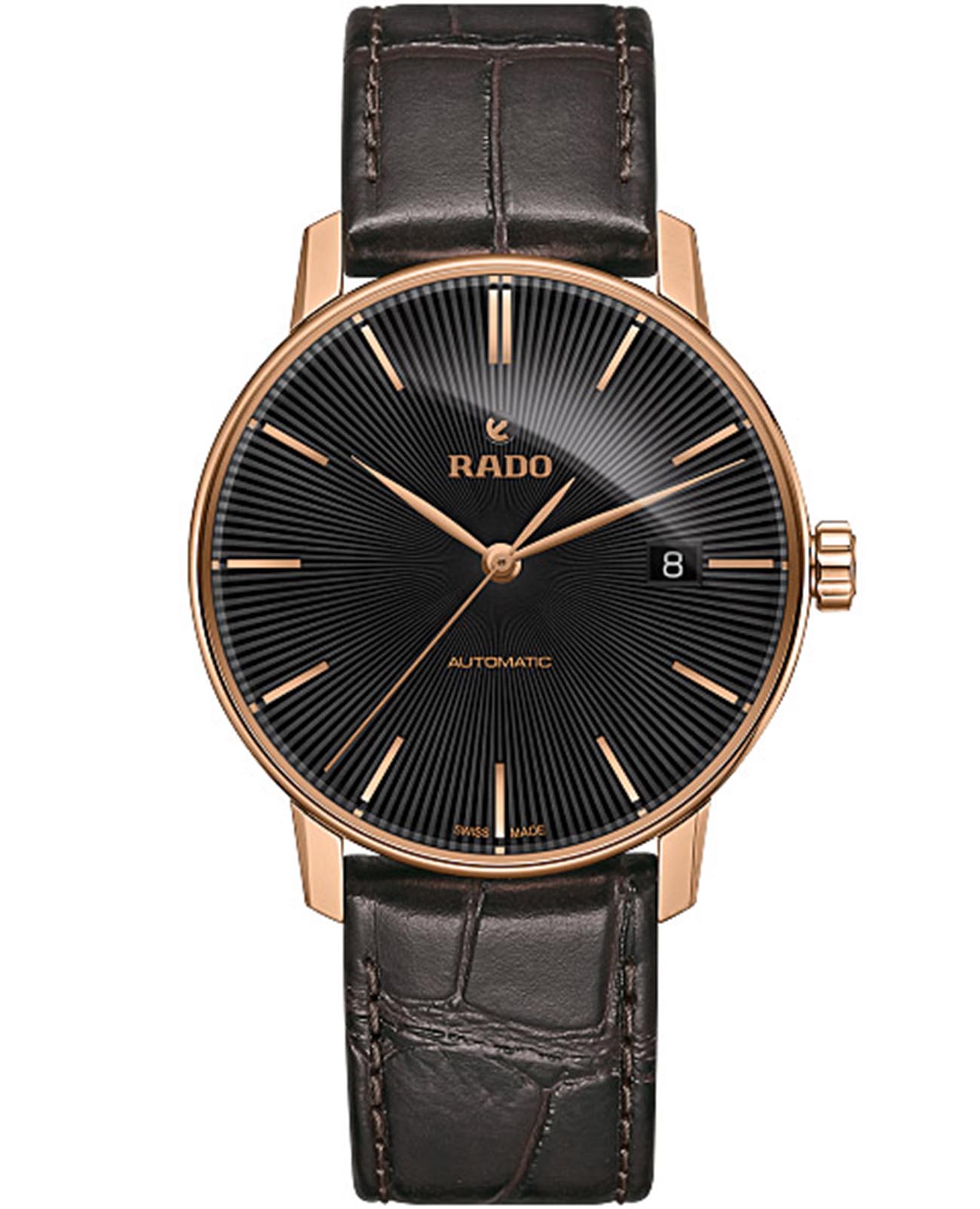 Rado Rado Coupole Classic Automatic R22861165 Classic R22861165 механические мужские часы черный циферблат, браслет кожаный — вид спереди