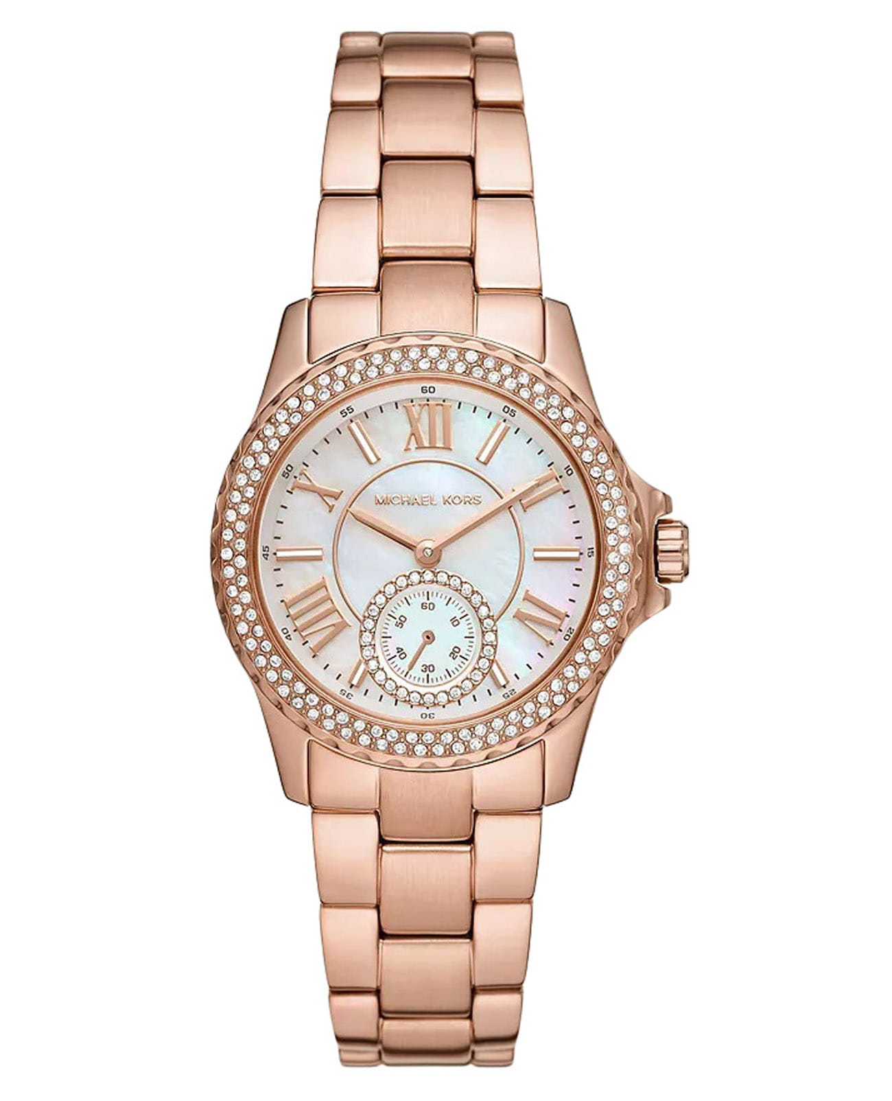 Michael Kors Michael Kors Everest MK7364  MK7364 кварцевые женские часы перламутровый циферблат, браслет нержавеющая сталь с pvd-покрытием — вид спереди