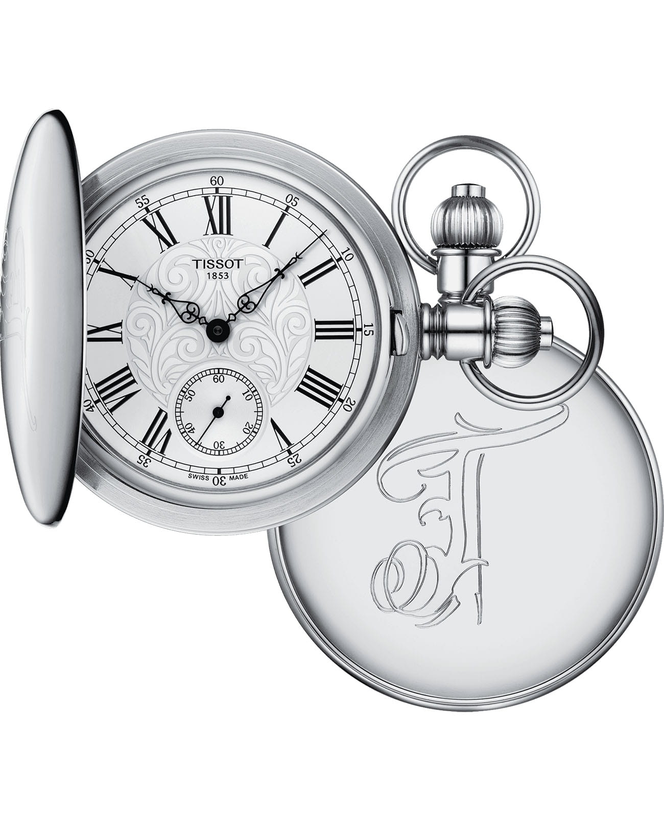 Tissot Tissot Savonnette Mechanical T864.405.99.033.00  T8644059903300 механические мужские часы белый циферблат, браслет не выбрано — вид спереди