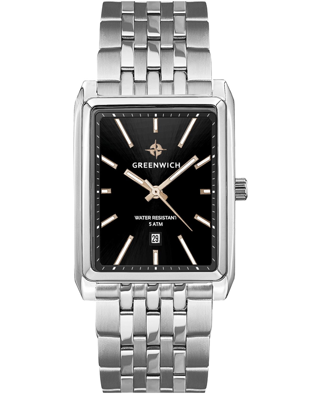 Greenwich Greenwich Galeon GW 541.10.15  GW 541.10.15 кварцевые мужские часы черный циферблат, браслет нержавеющая сталь — вид спереди