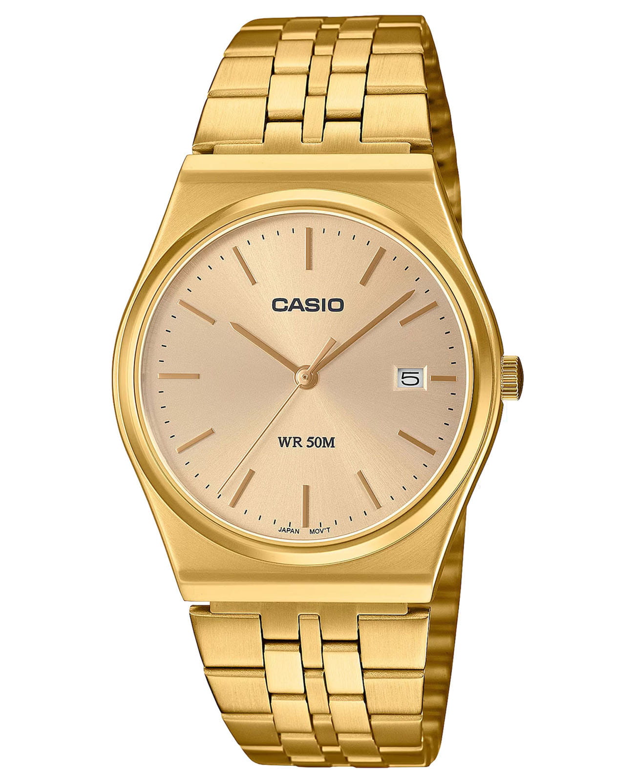 Casio Casio Collection MTP-B145D-9A  MTP-B145D-9A кварцевые мужские часы золотой циферблат, браслет сталь с ip покрытием — вид спереди