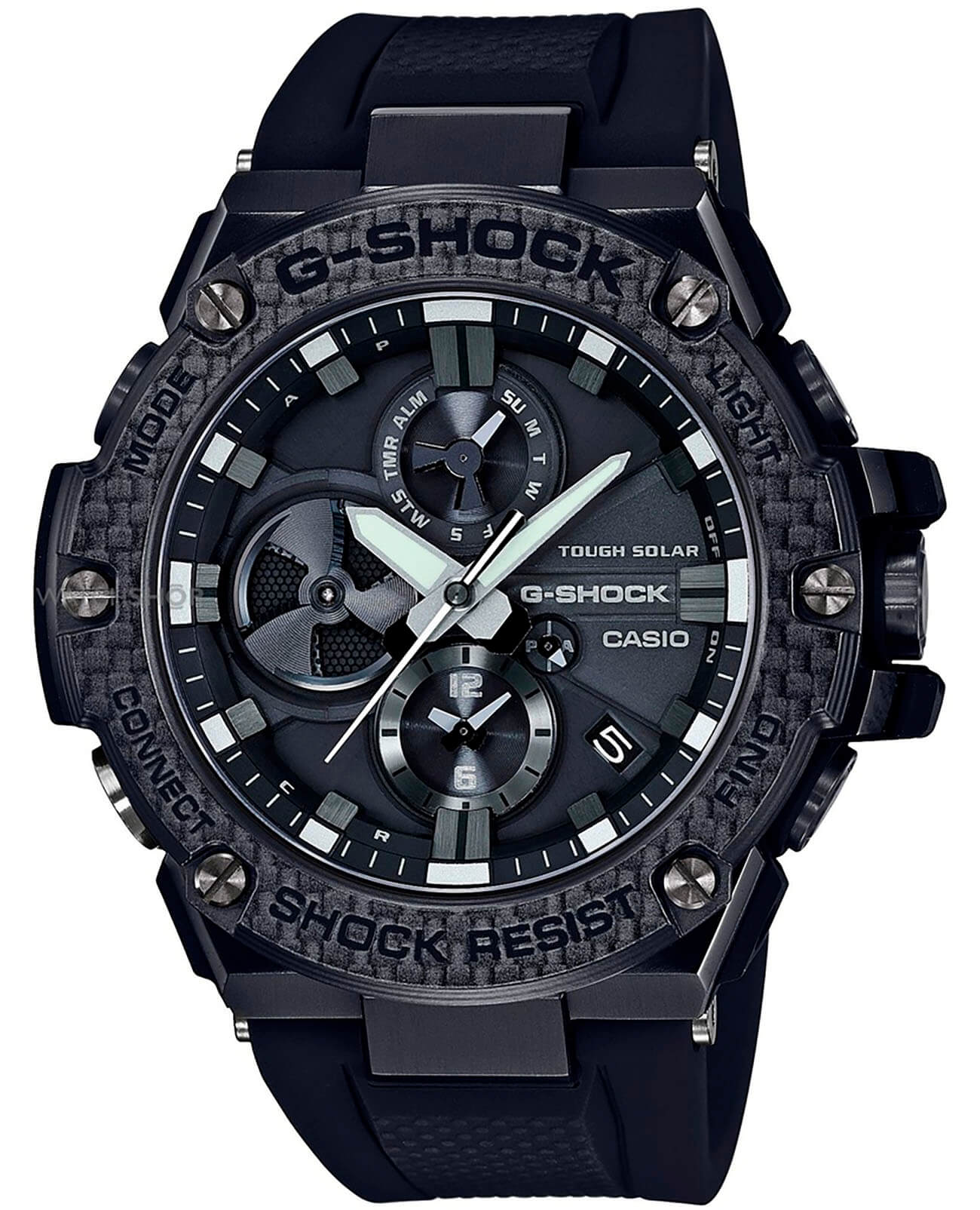 Casio Casio G-Shock GST-B100X-1A  GST-B100X-1A электронные мужские часы черный циферблат, браслет пластик — вид спереди
