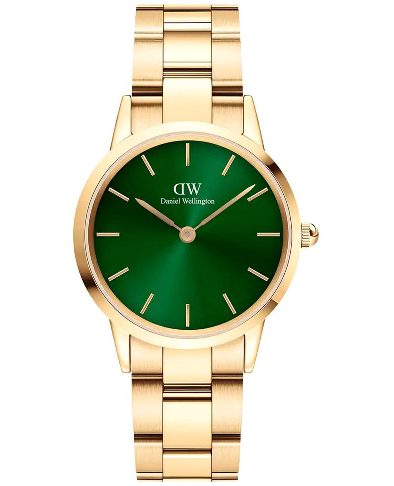 Daniel Wellington Daniel Wellington Iconic Link Emerald DW00100554  DW00100554 кварцевые женские часы зеленый циферблат, браслет сталь c pvd покрытием — вид спереди