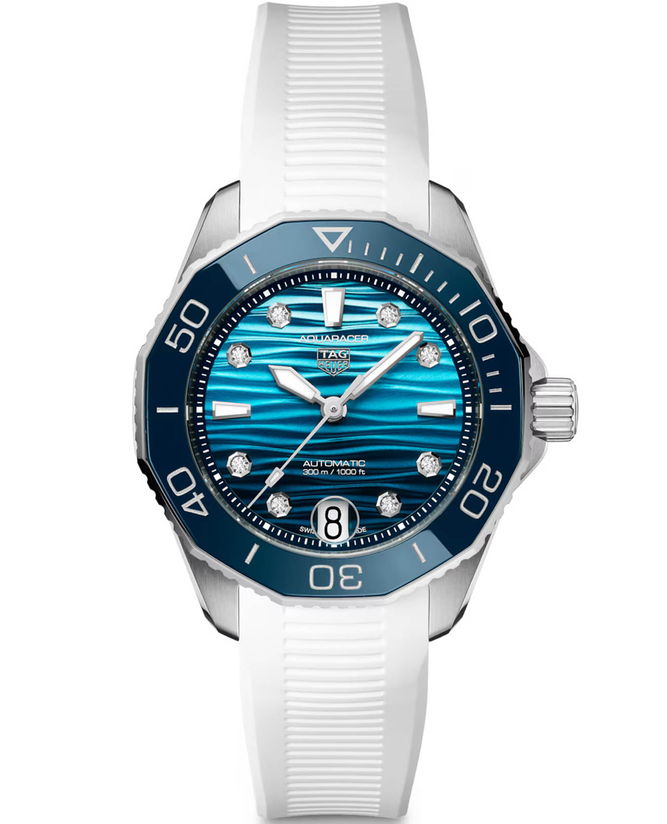TAG Heuer TAG Heuer Aquaracer Professional 300 Date WBP231N.FT6234  WBP231N.FT6234 механические женские часы голубой циферблат, браслет каучук — вид спереди