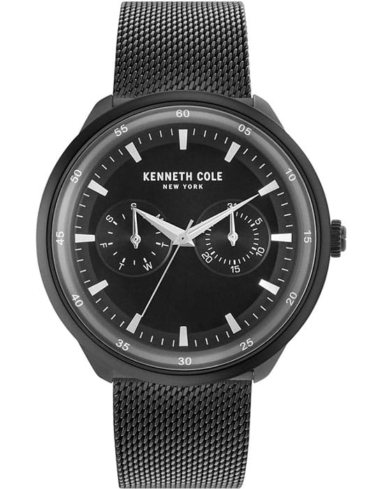 Kenneth Cole Kenneth Cole KC50577002  KC50577002 кварцевые мужские часы черный циферблат, браслет сталь с ip покрытием — вид спереди
